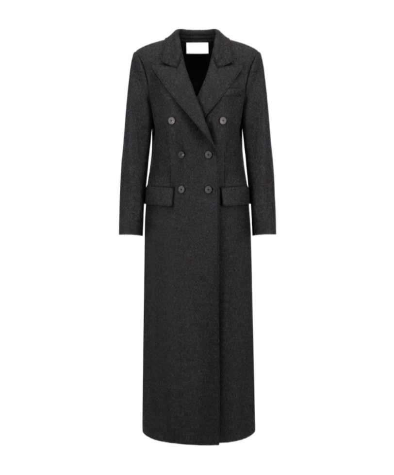 Harris Wharf London Long Double Breasted Tailored Coat Pressed Wool In Black