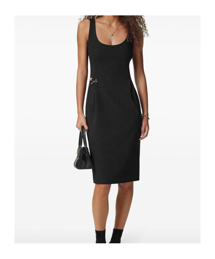 Shop Versace Safety Pin-detail Midi Dress In Black