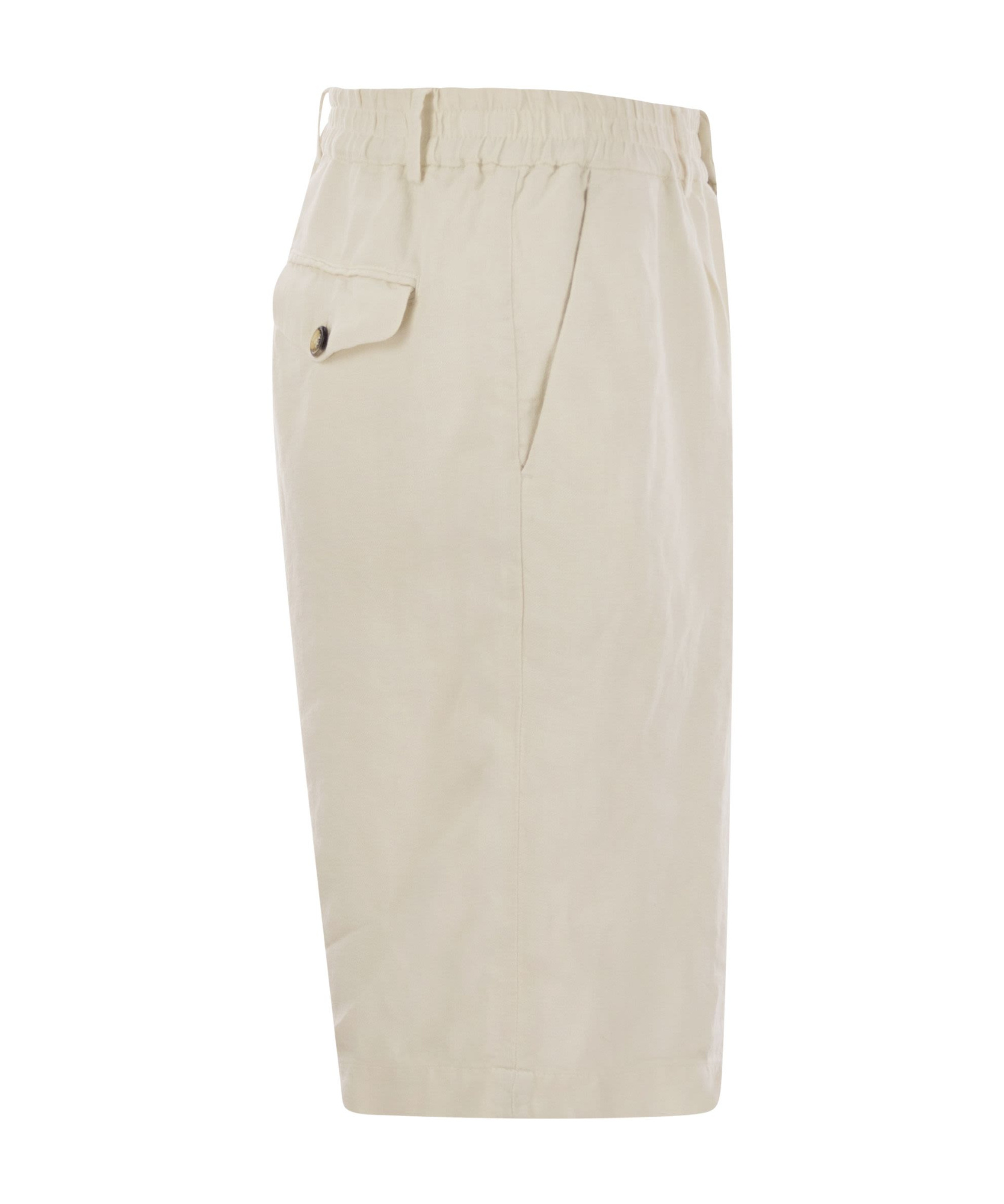 Brunello Cucinelli Classic Bermuda Shorts In Lightweight Linen Canvas In Nude