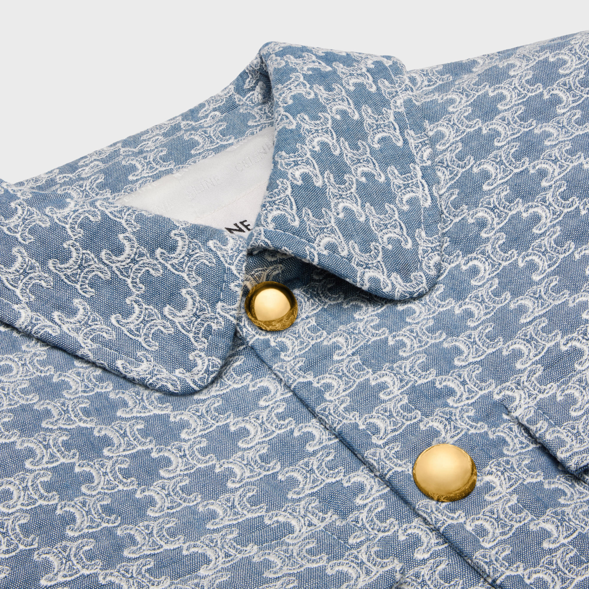 Celine Cotton Trucker-jacket With Monogram In Blue