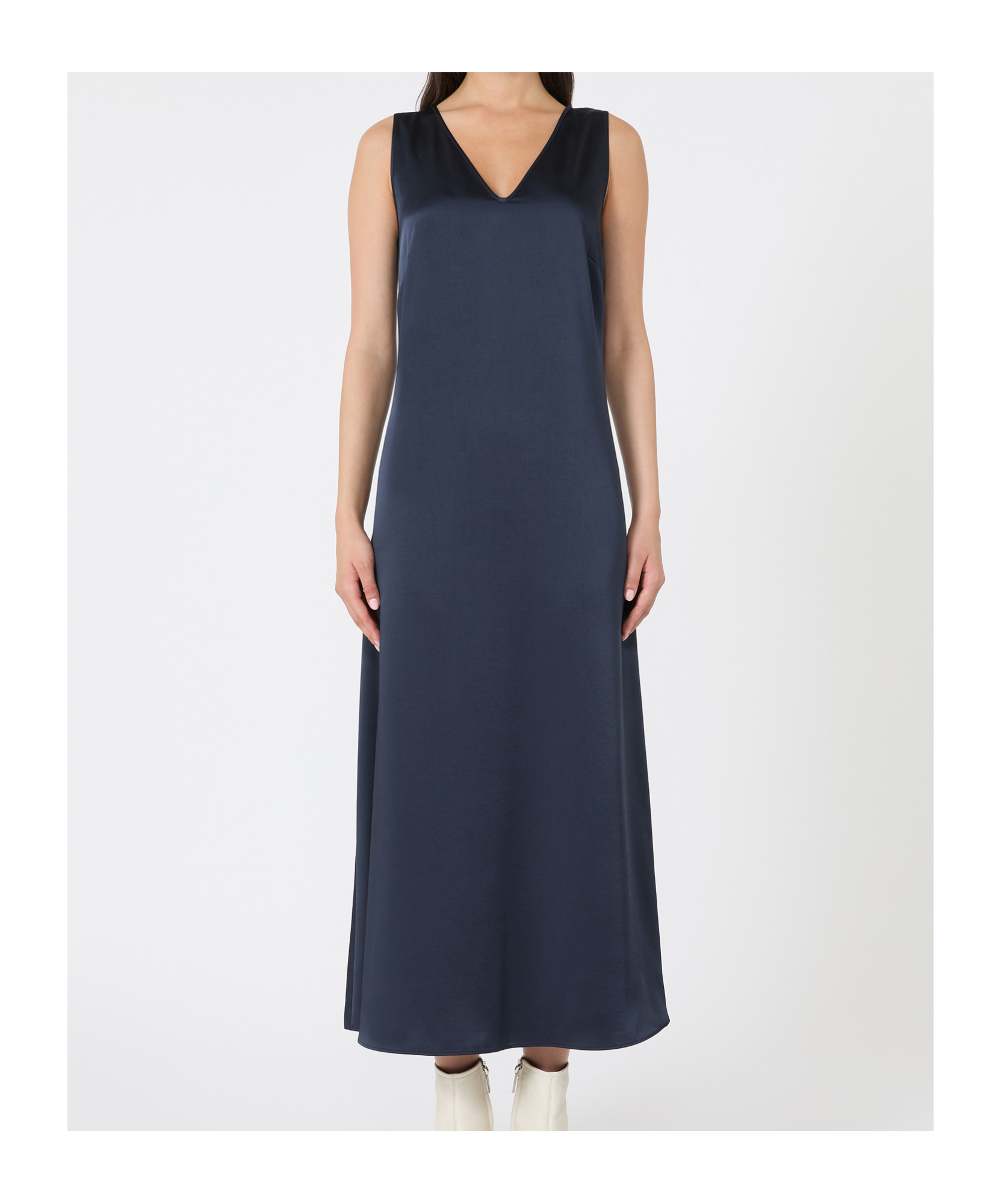 Weekend Max Mara Flowing Satin Dress In Blue