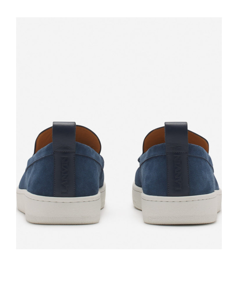Lanvin Slip-on Suede Sneakers With Contrasting Rubber Sole In Blue