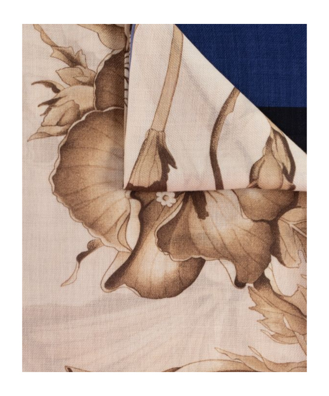 Ferragamo Cashmere Scarf With Floral Pattern In Brown