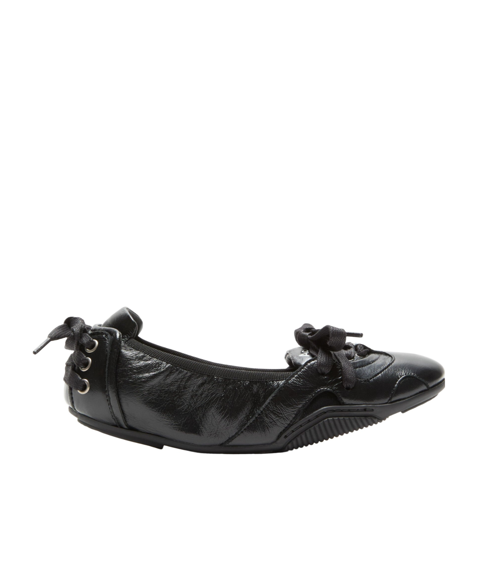 Acne Studios Lace-up Leather Ballet Flats In Black