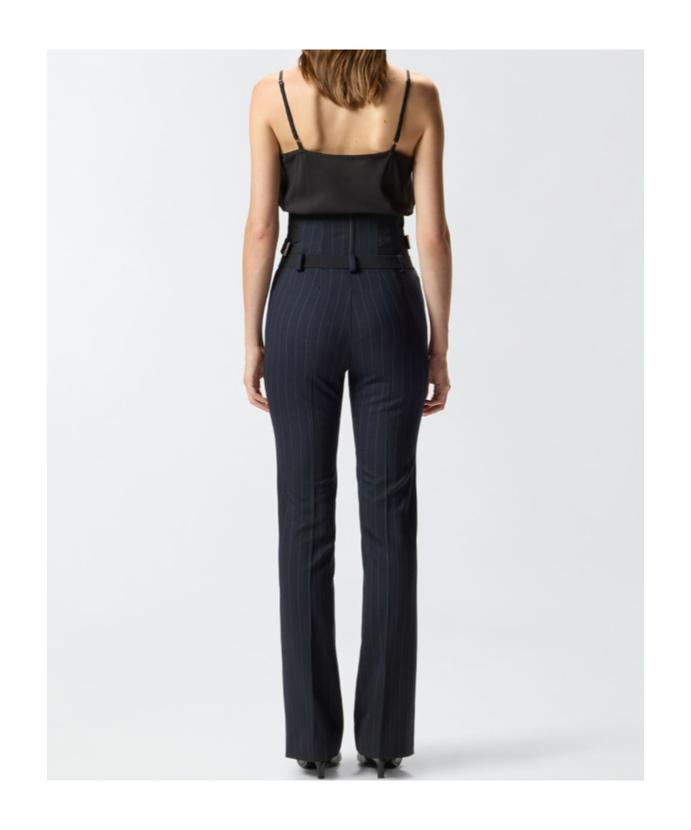 Pinko Pinstripe Poly Wool Bustier Trousers In Multi