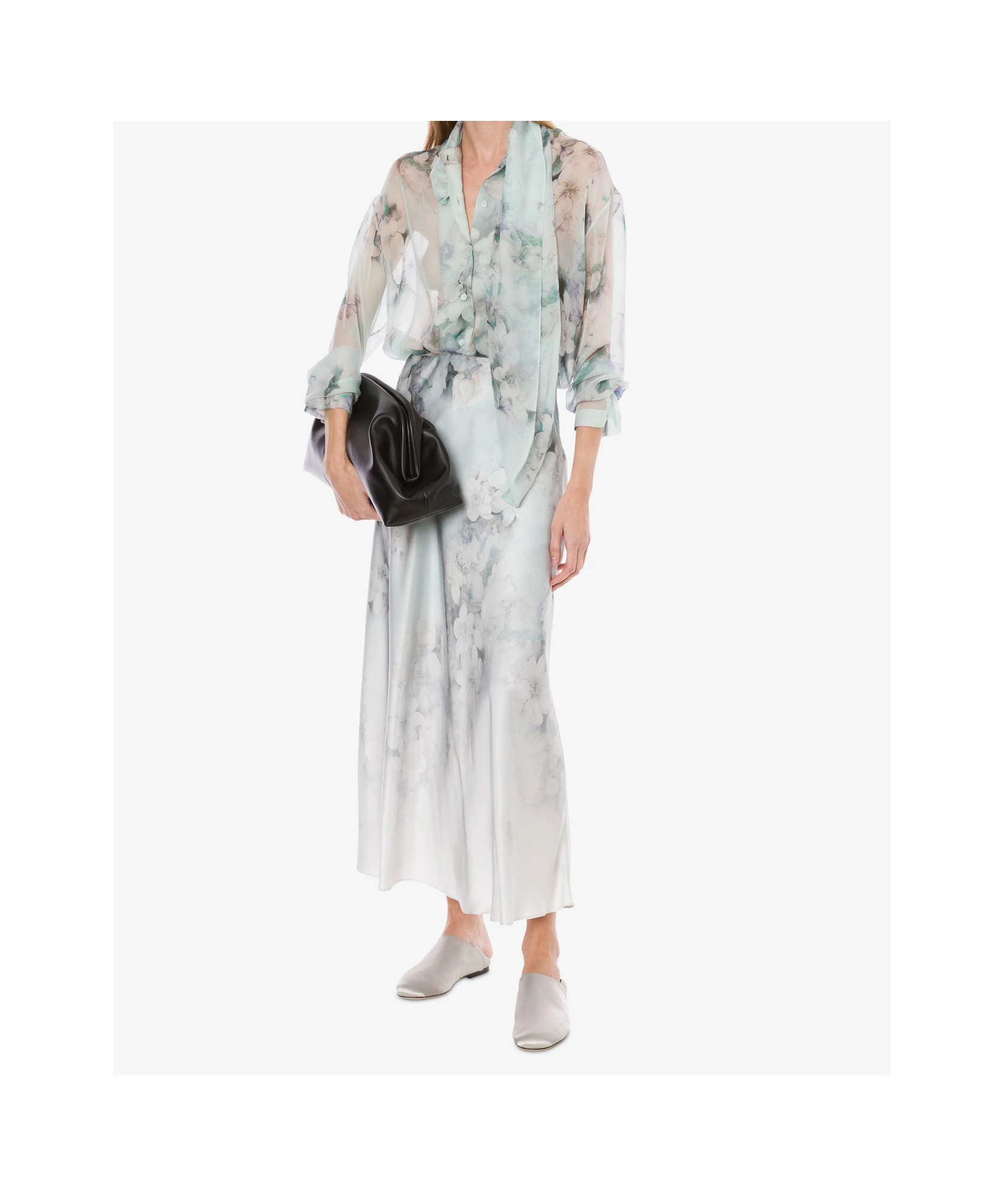 Alberta Ferretti Womens Multi Ice Blossom-print High-rise Satin Maxi Skirt In Blue