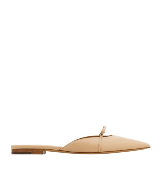 Ferragamo Bow Pointed Toe Mules In Nude