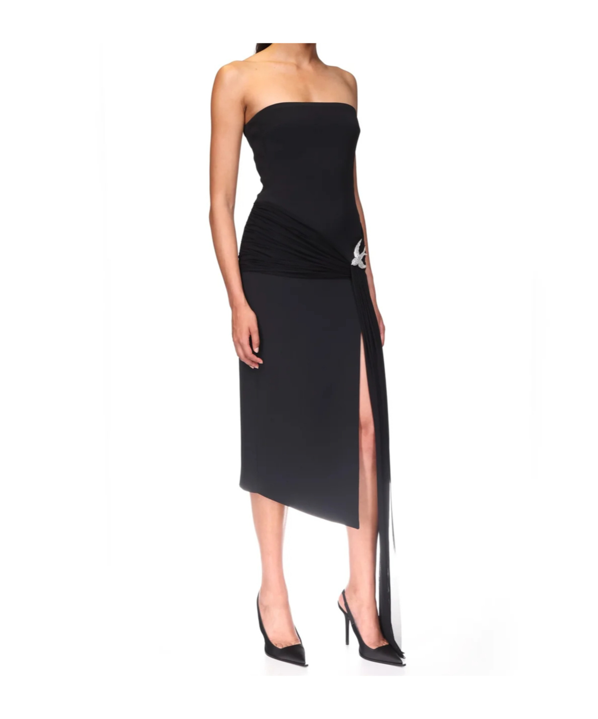David Koma Sleeveless Midi Dress With Crystal Hummingbird