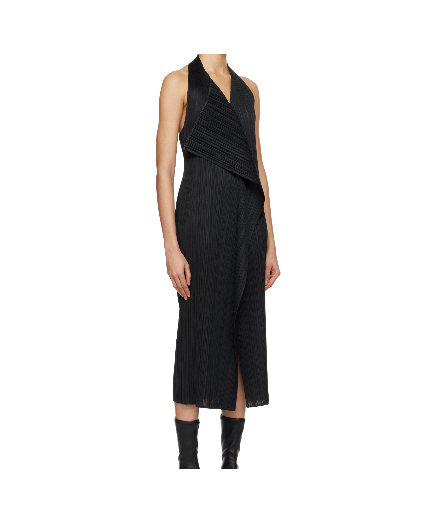 Issey Miyake V-neck Dress In Black