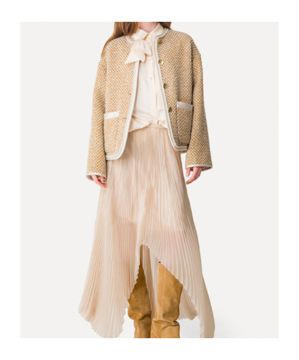 Forte Forte Textured Fabric Jacket Gold-tone Buttons In Brown