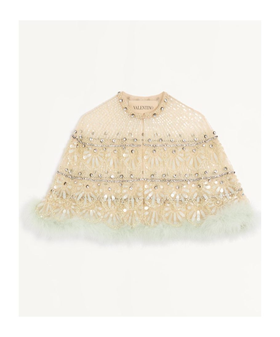Valentino Embroidered Tulle Shawl In Multi