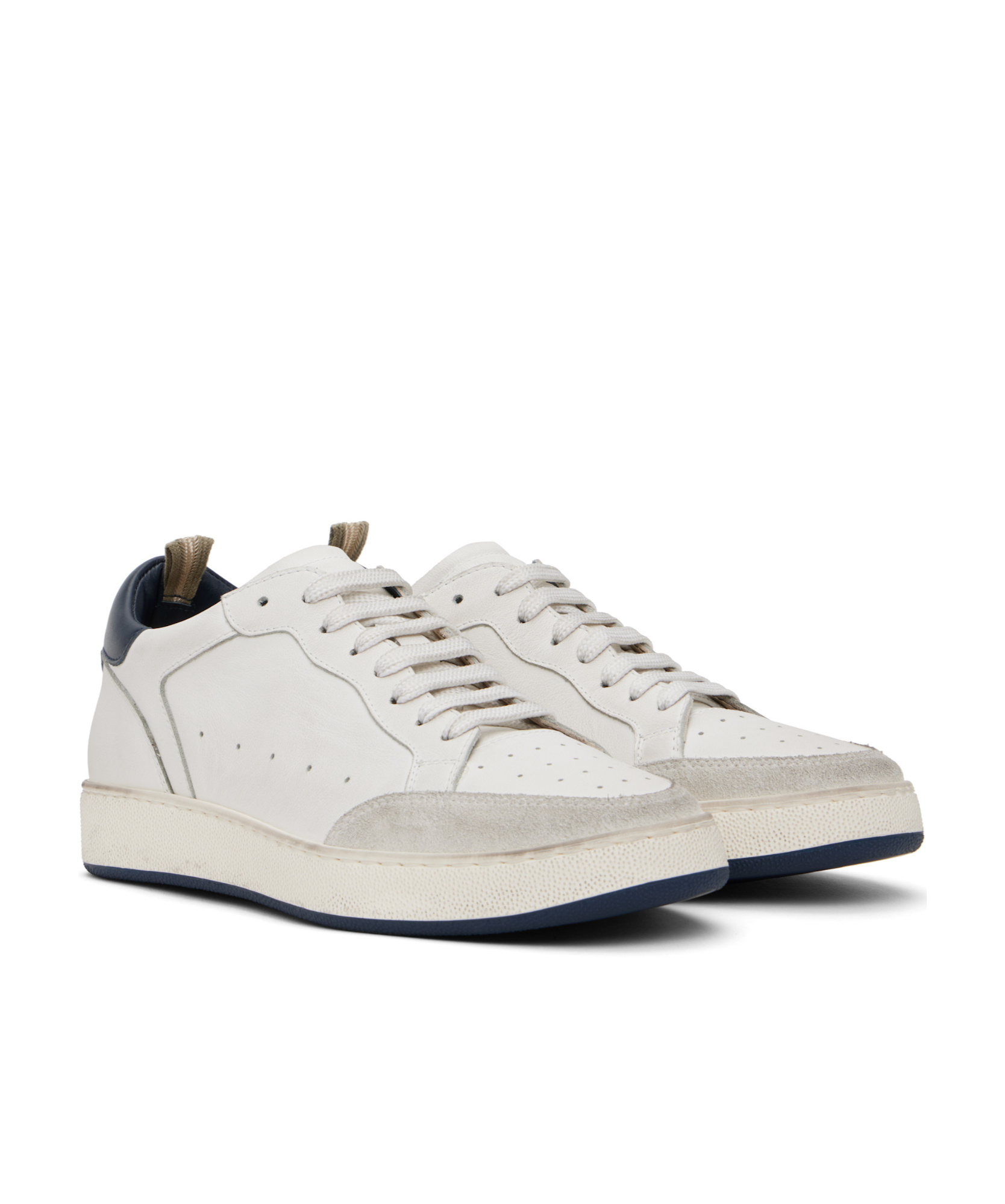 Officine Creative The Answer 001 Distressed Suede-trimmed Leather Sneakers In White