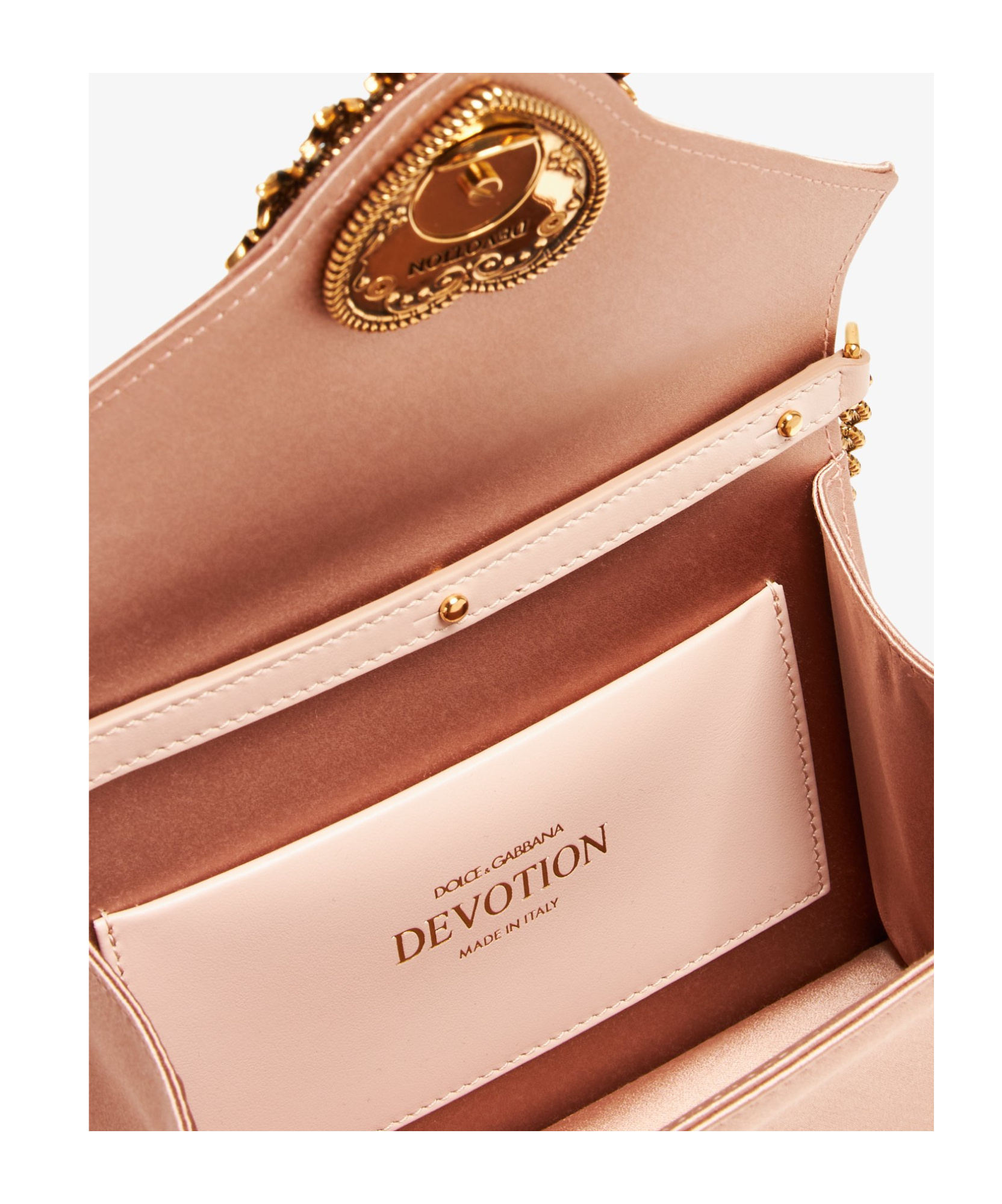 Dolce & Gabbana Small Devotion Satin Tote Bag In Nude
