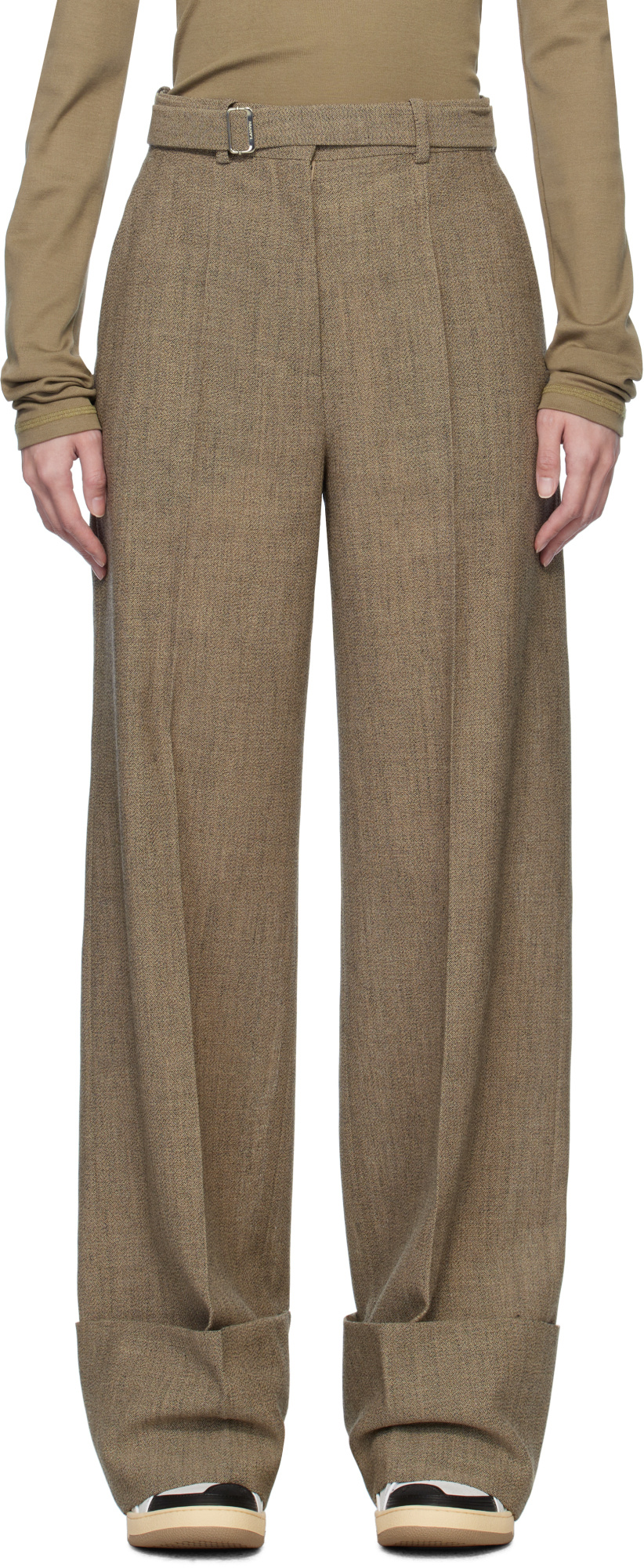 Lanvin Belt Loop Casual Pants In Brown