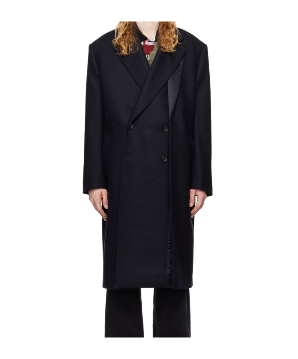 Y/project Double-breasted Coat In Black