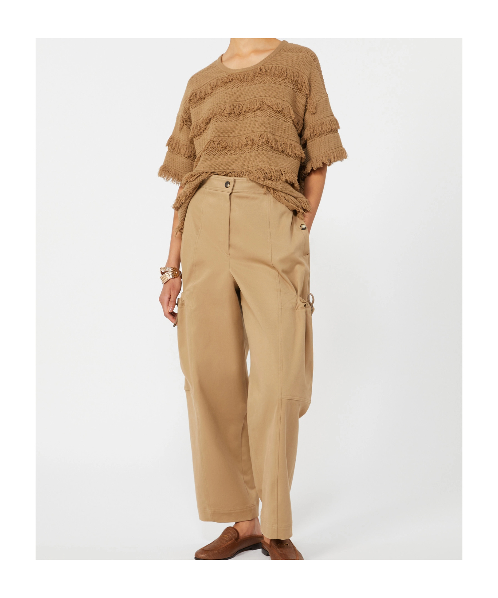 Max Mara Crew Neck Short-sleeved Knit Sweater In Brown