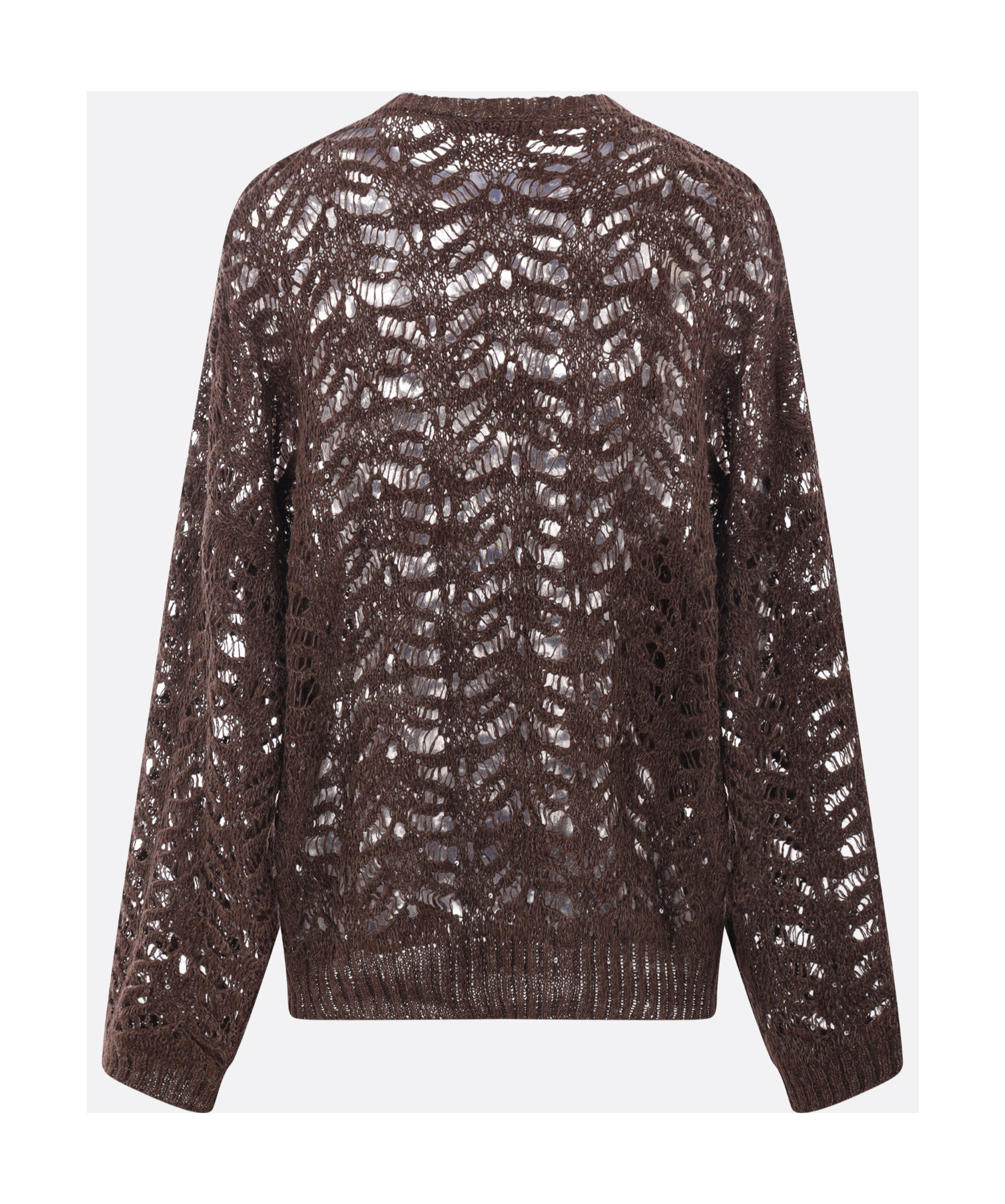 Brunello Cucinelli Foliage Lace Linen And Silk Diamond Knit In Black