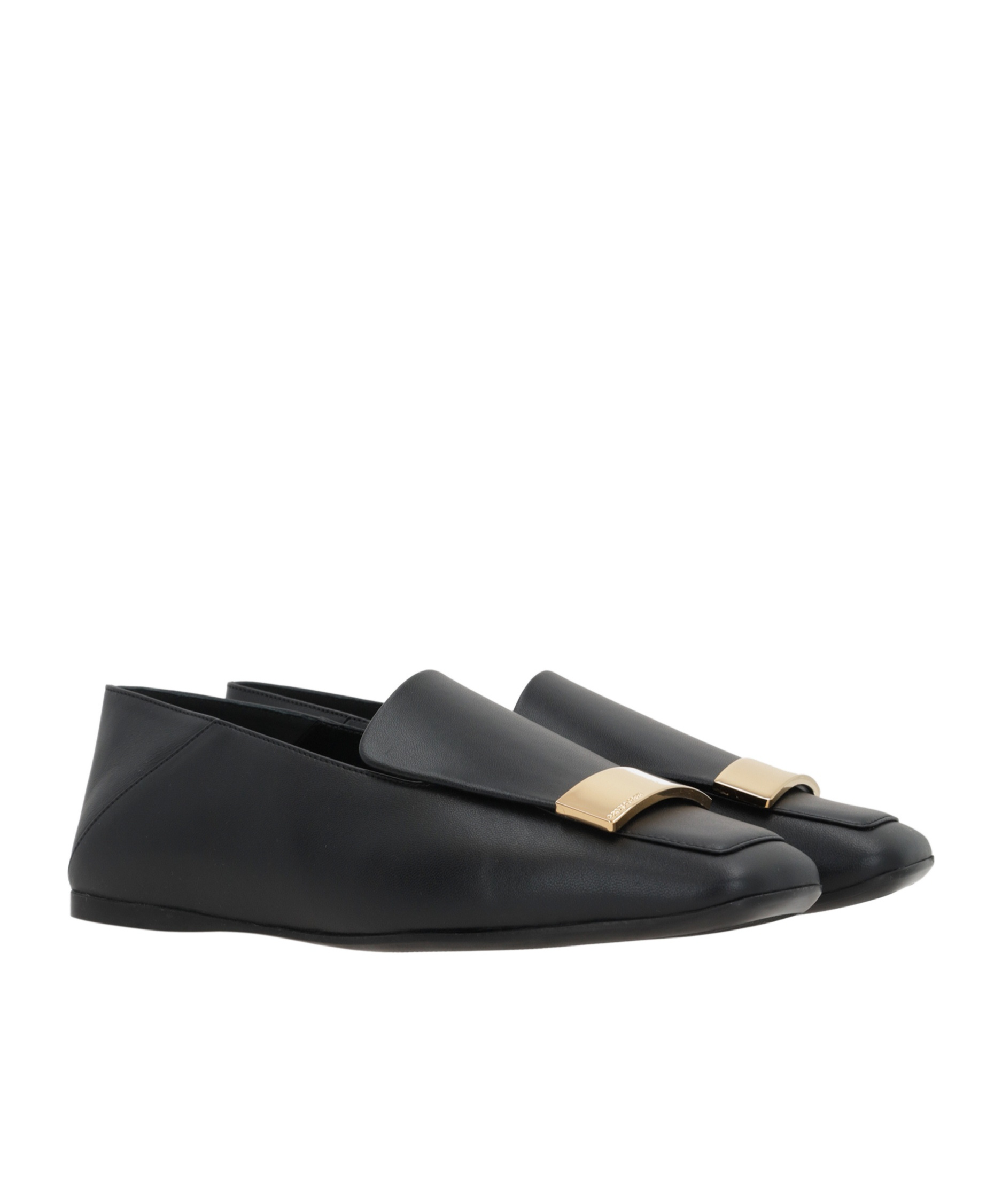 Sergio Rossi Square Toe Slip-on Loafers In Black