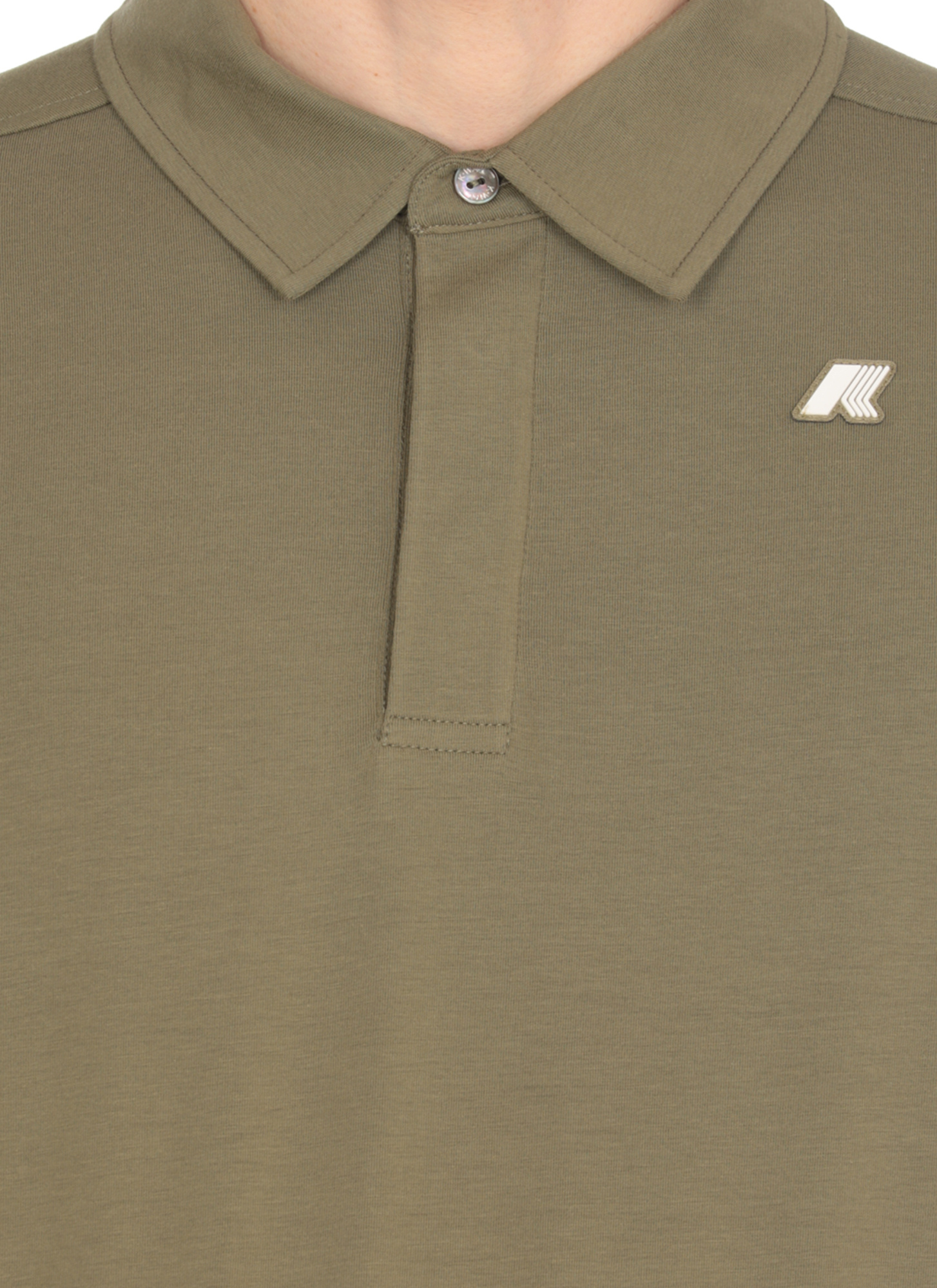 K-way Army Green Polo Shirt With Collar Design