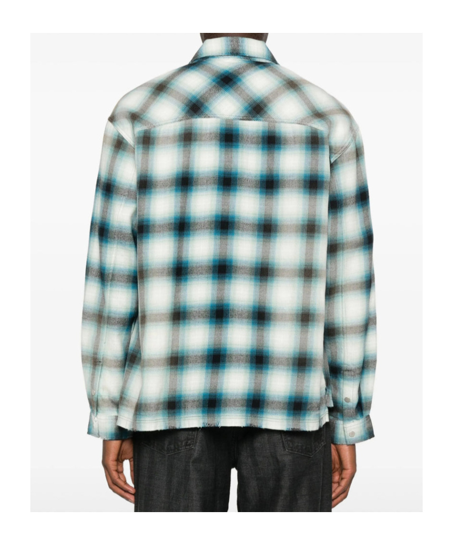 Represent Sun Bleached Cotton Flannel Button-up Shirt In Blue