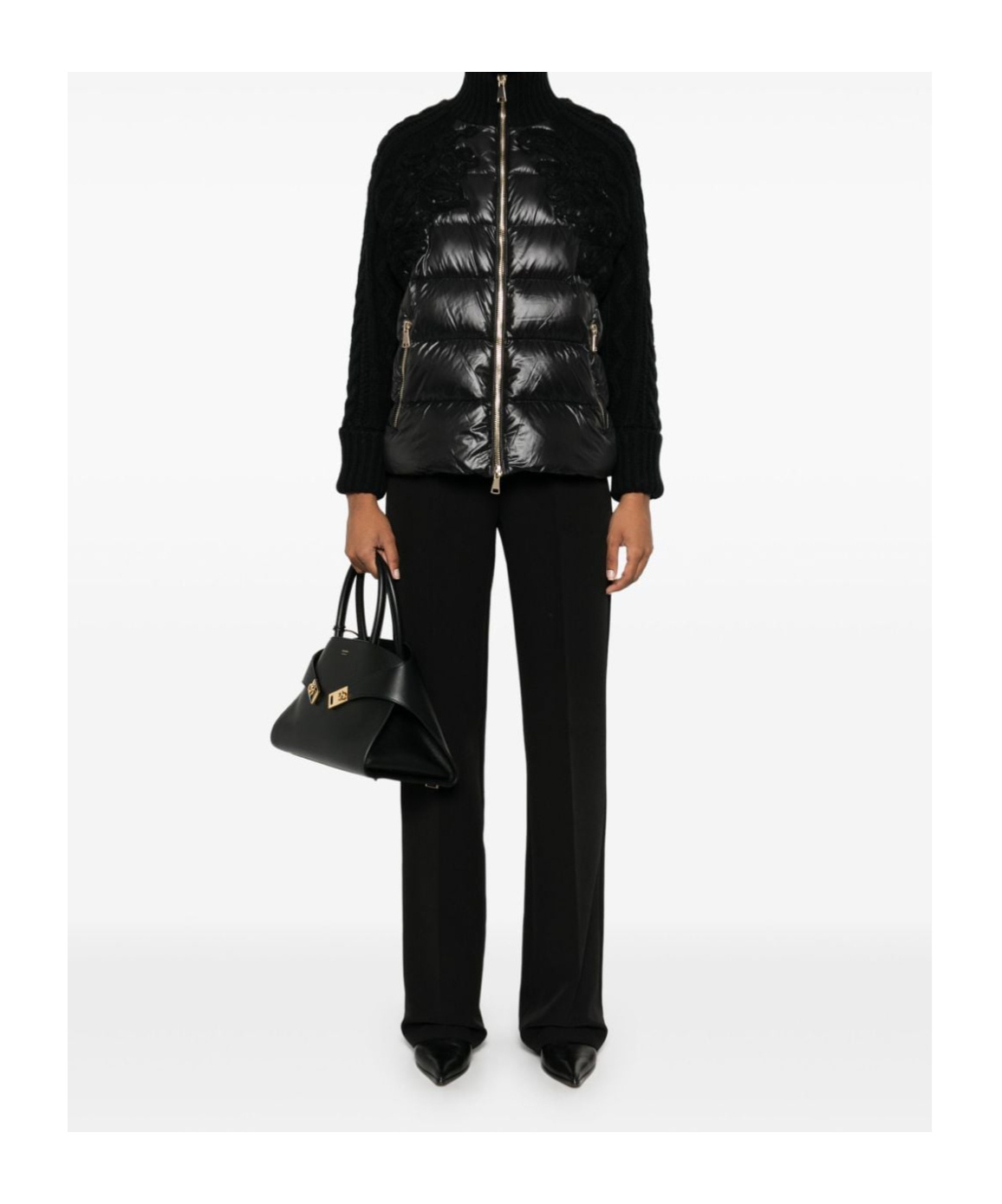 Ermanno Firenze Black Logo-waistband Cady Trousers In Black