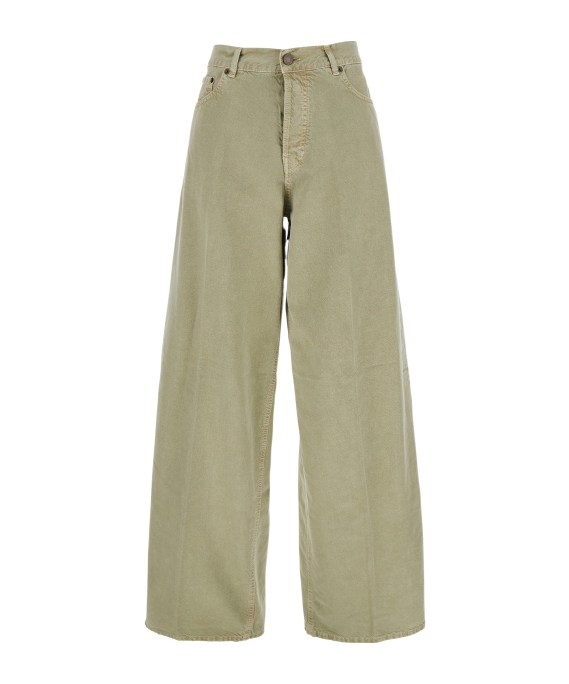 Haikure Bethany Green Jeans With Logo Patch On The Back In Cotton Twill Woman In Nude