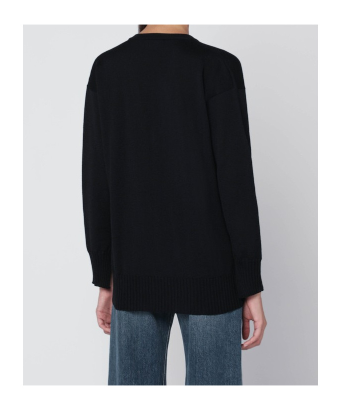 Roberto Collina Wool V-neck Sweater Long Sleeves In Black