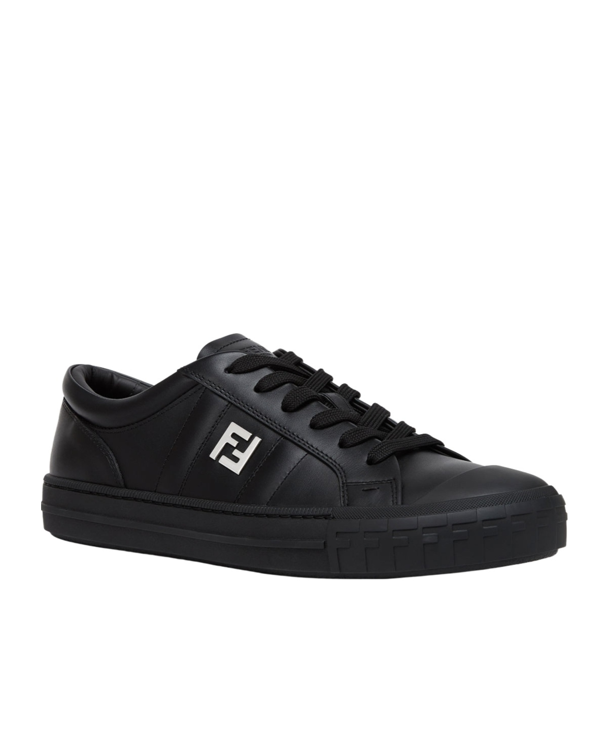 FENDI BLACK LEATHER LOW-TOPS