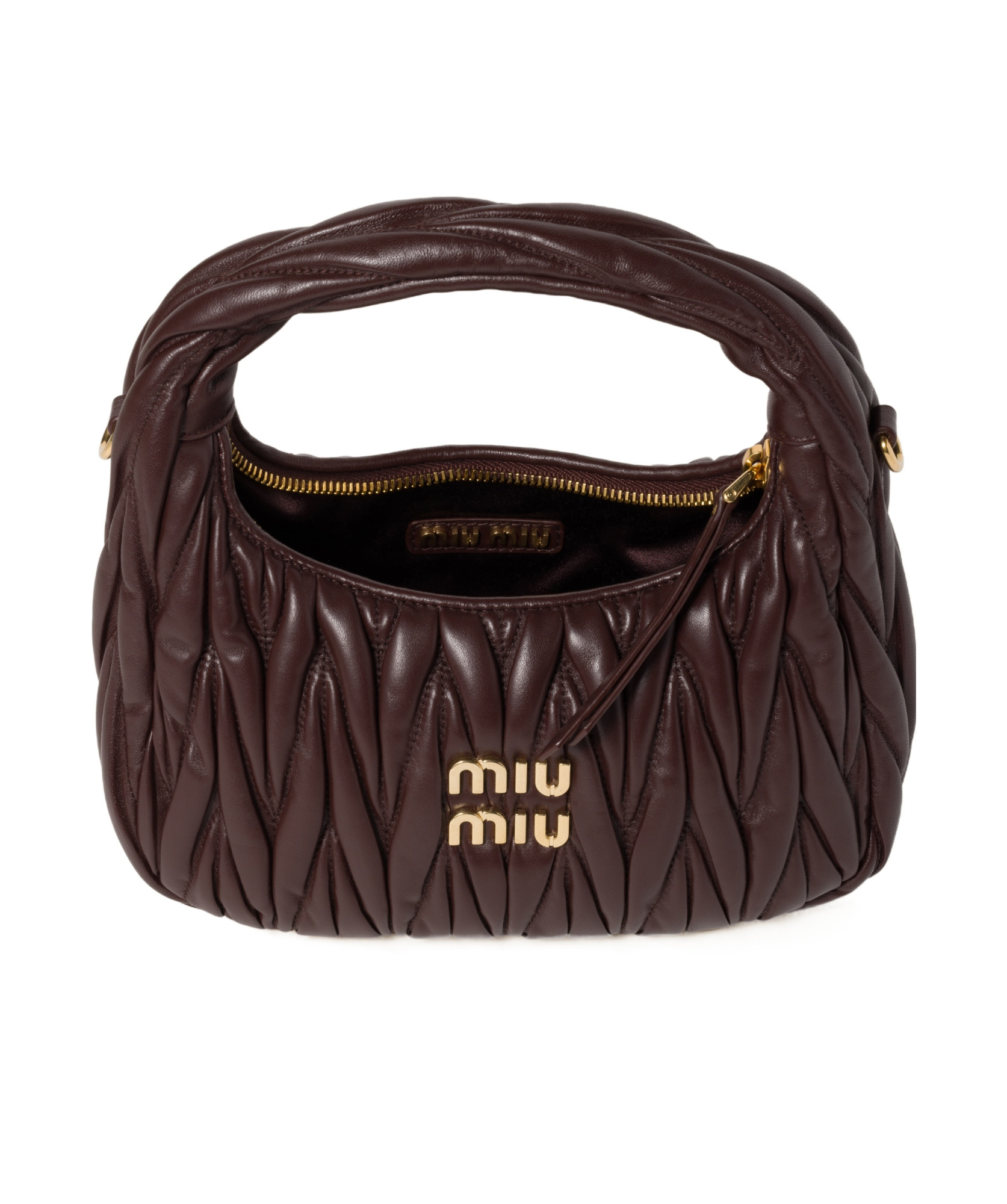 Miu Miu Wander Matelassé Nappa Leather Hobo Bag In Black