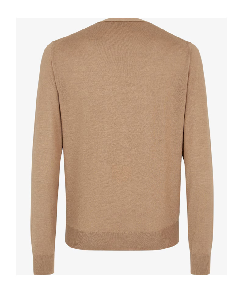 Fendi V-neck Wool Cardigan Ribbed Edges In Nude
