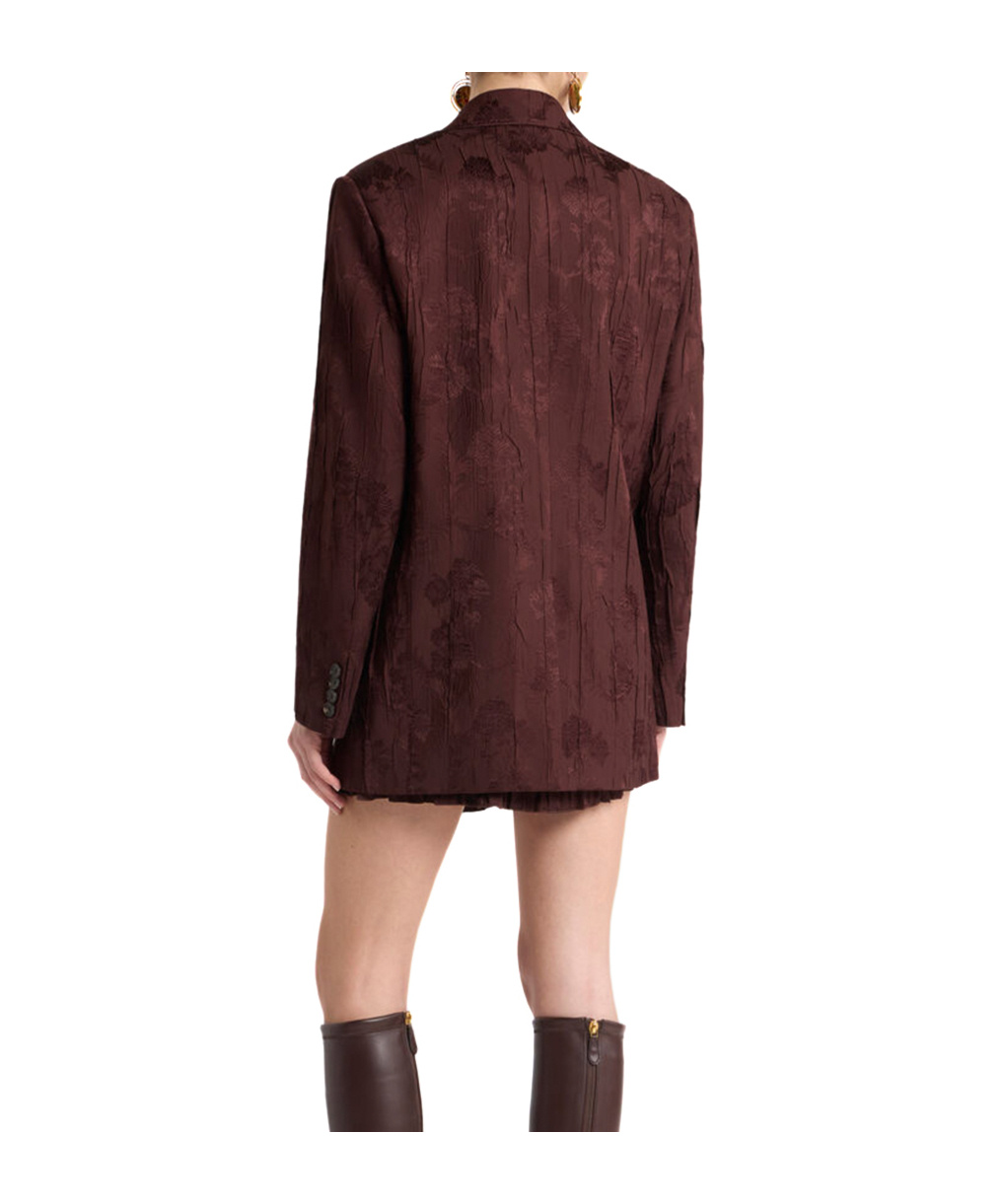 Etro Double-breasted Wool-blend Bark-effect Jacket In Burgundy