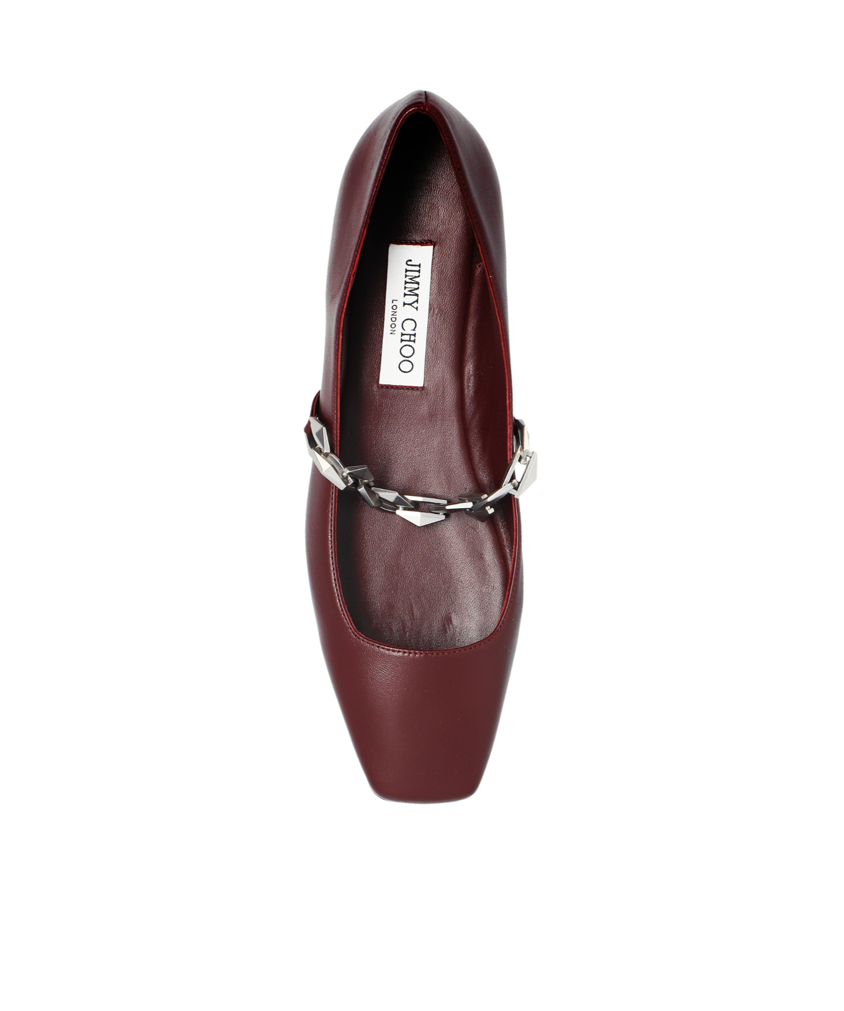 Jimmy Choo Diamond Tilda Square-toe Leather Flats In Red
