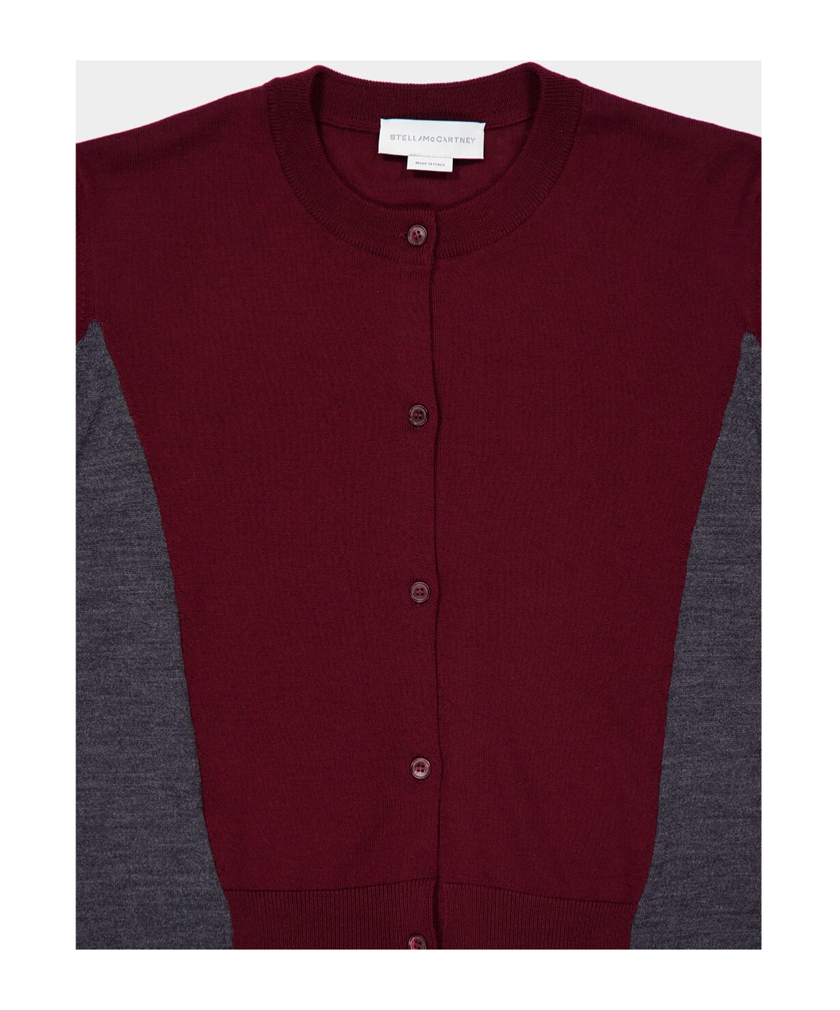 Stella Mccartney Spliced Colorblock Virgin Wool Crop Cardigan In Red
