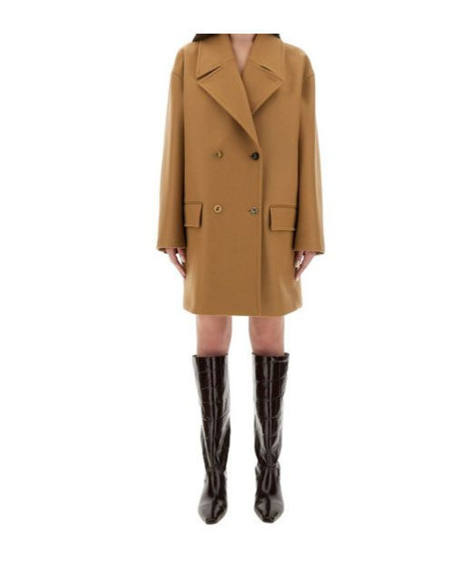 Moschino Double-breasted Midi Coat In Brown