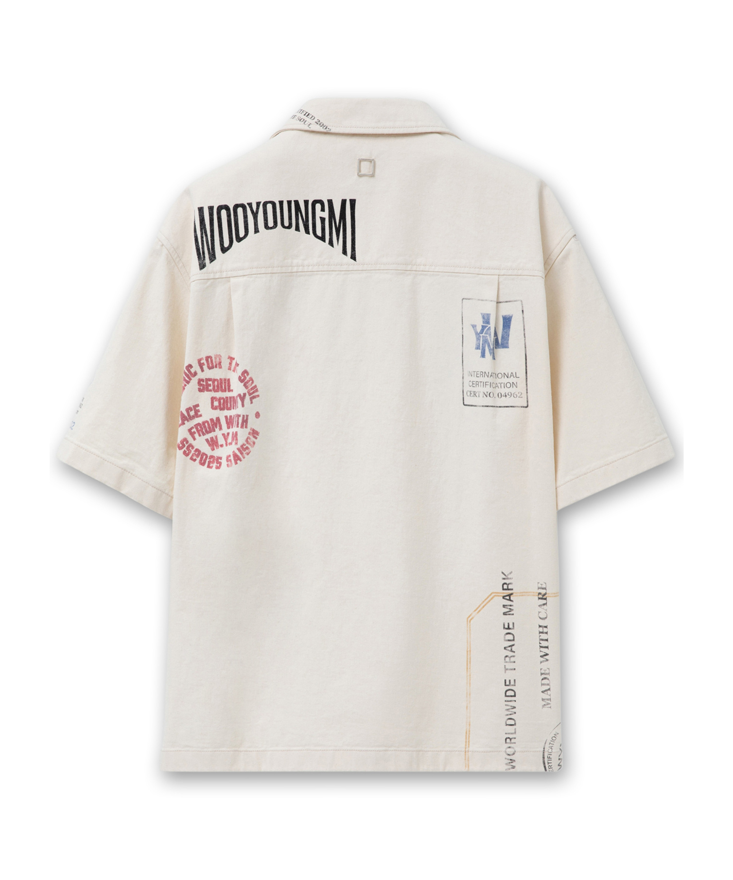 Wooyoungmi Beige Bowling Shirt With Cubab Collar And All-over Prints In Cotton Man In Beige