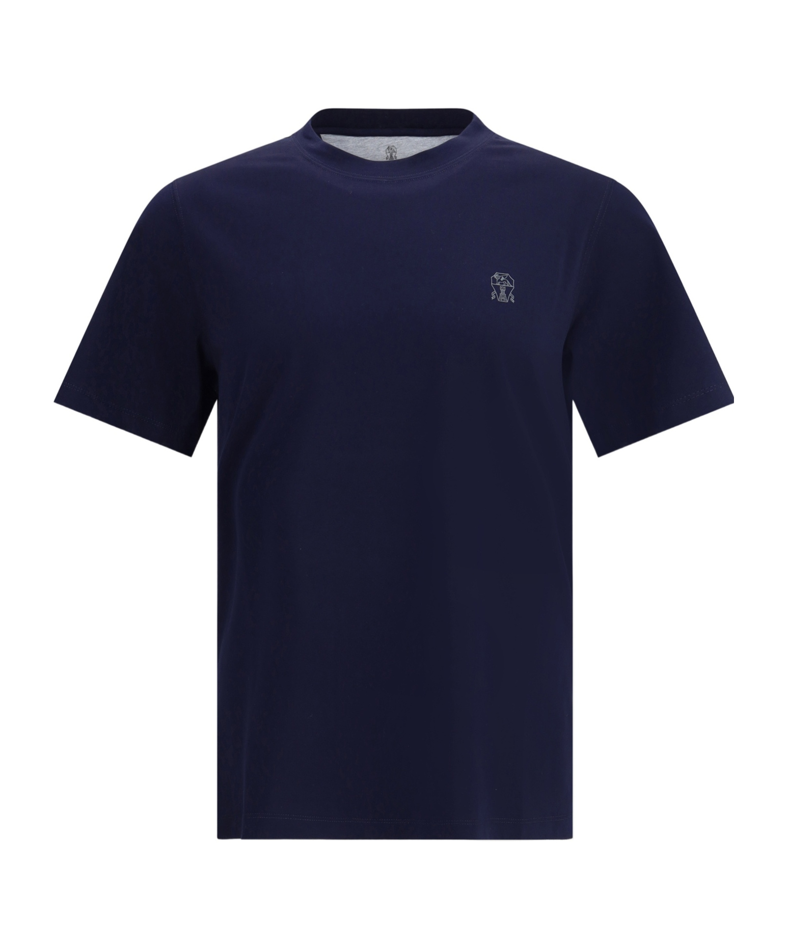 Brunello Cucinelli Cotton Jersey Crew Neck T-shirt With Logo Clothing In Blue
