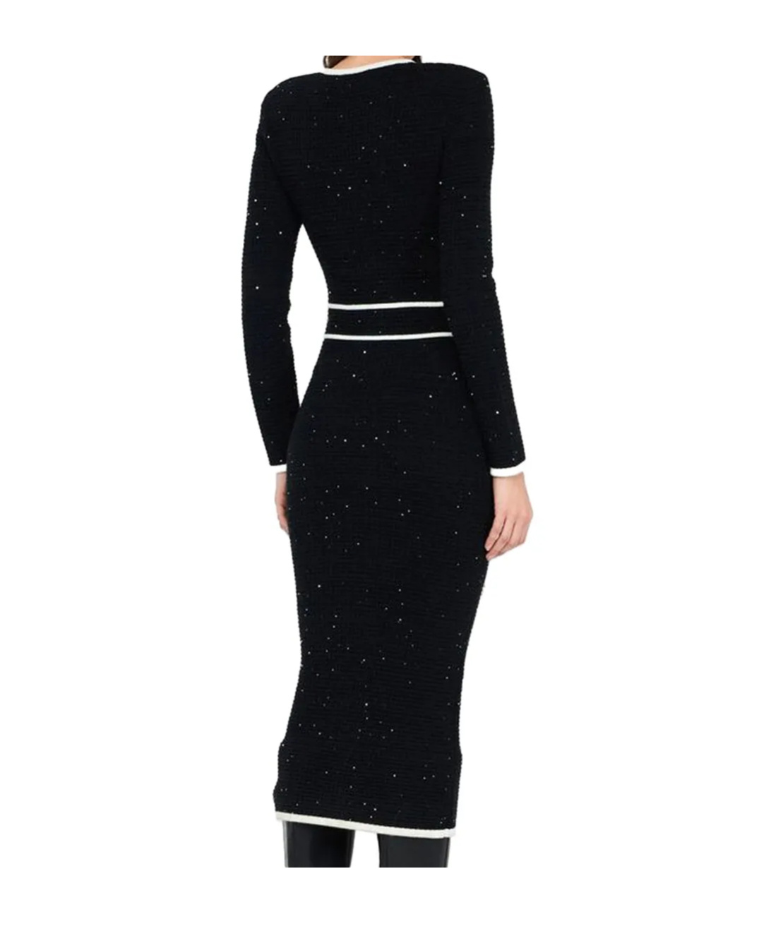 Liu •jo Sequin-embellished Button-front Midi Dress In Black
