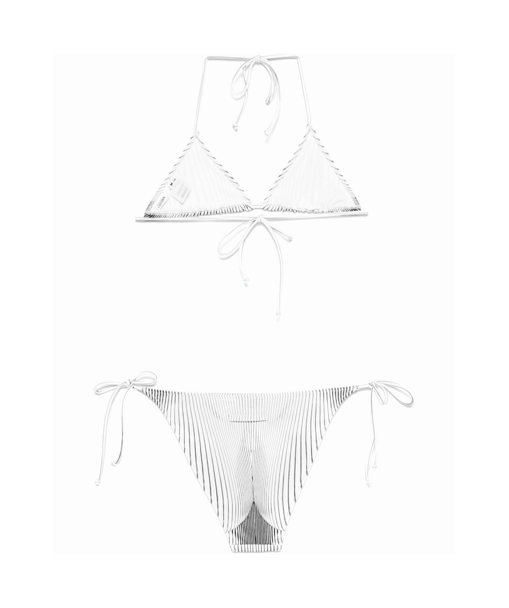 Shop Jean Paul Gaultier Striped Bikini Suit In White