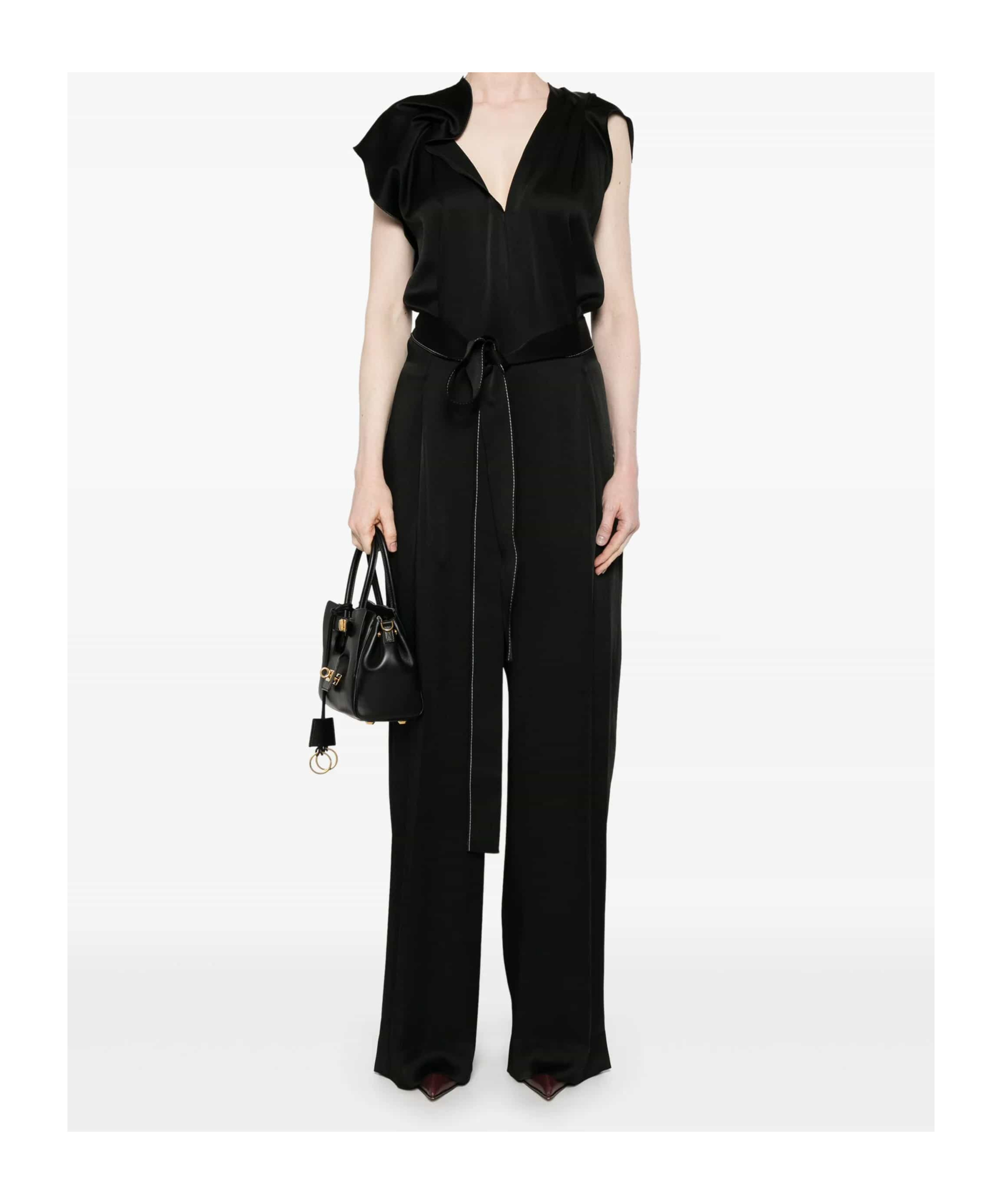 Shop Victoria Beckham Draped Jumpsuit In Black