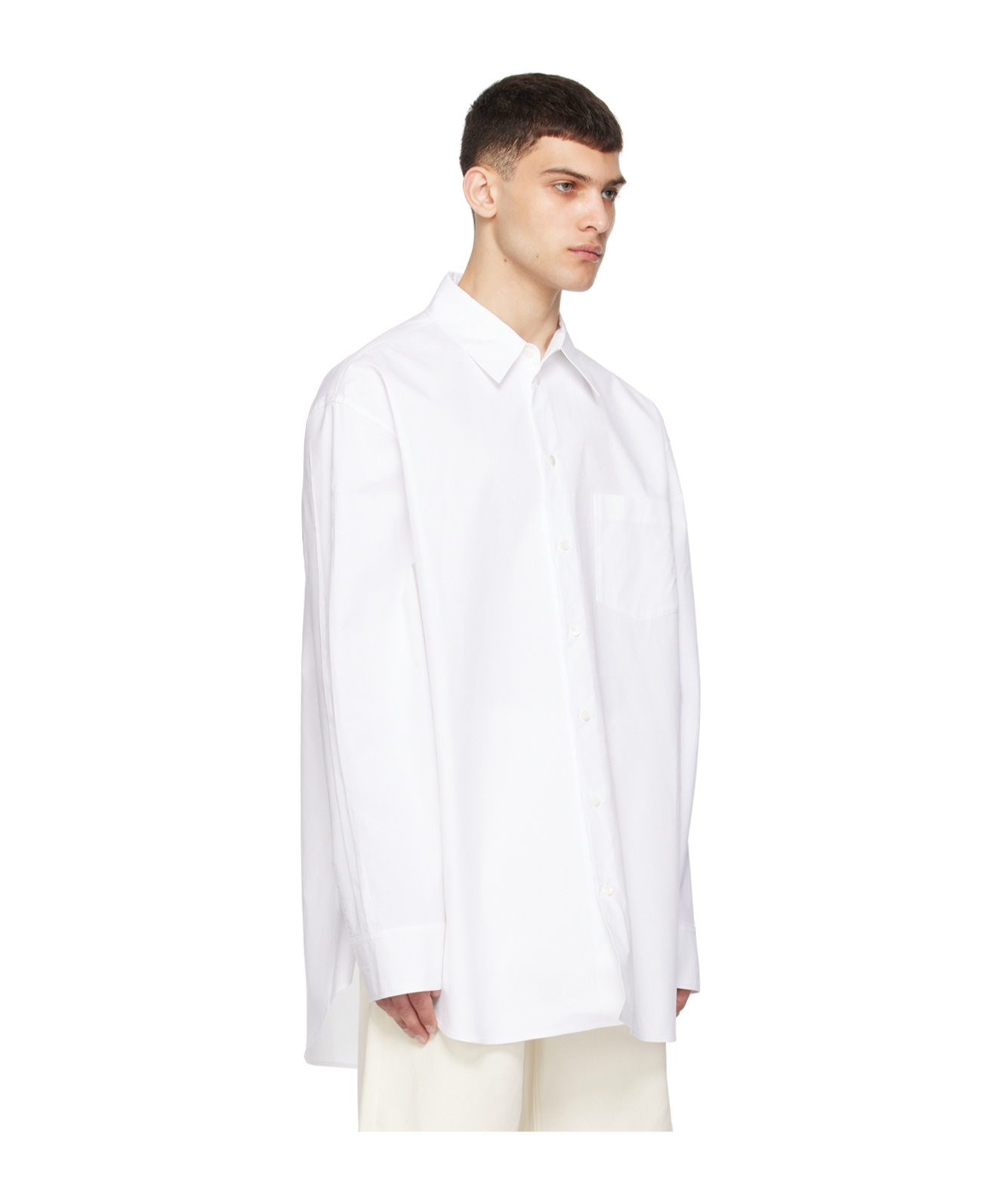 Shop Marni Lapel Long-sleeved Shirt In White