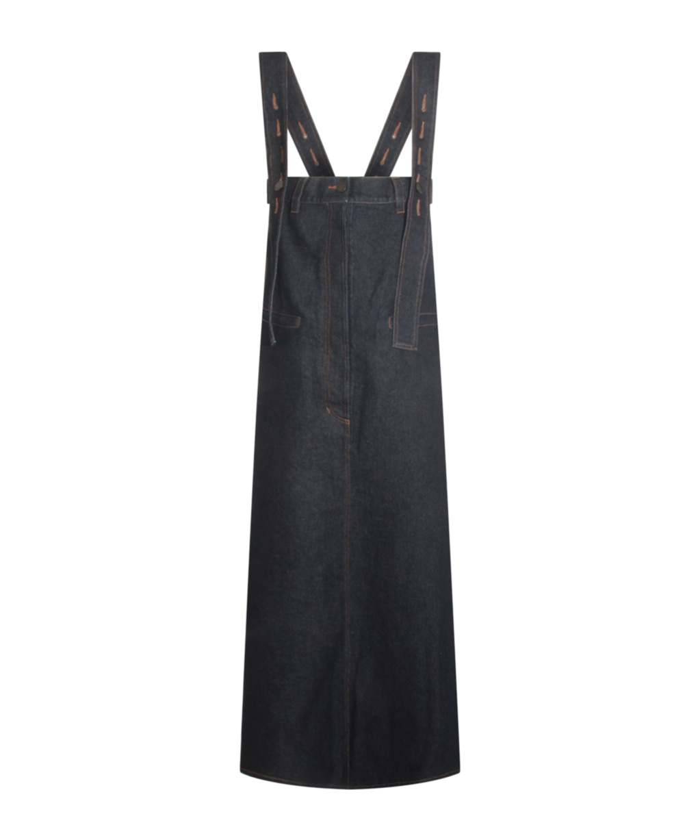 Uma Wang Jane Strap Denim Skirt In Blue