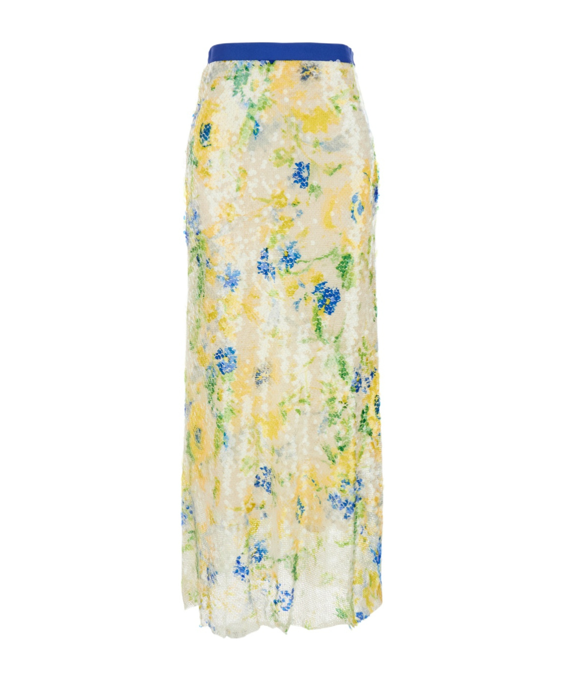 Msgm Multicolor Skirt With Floral Motif And All-over Applied Sequins In Multi