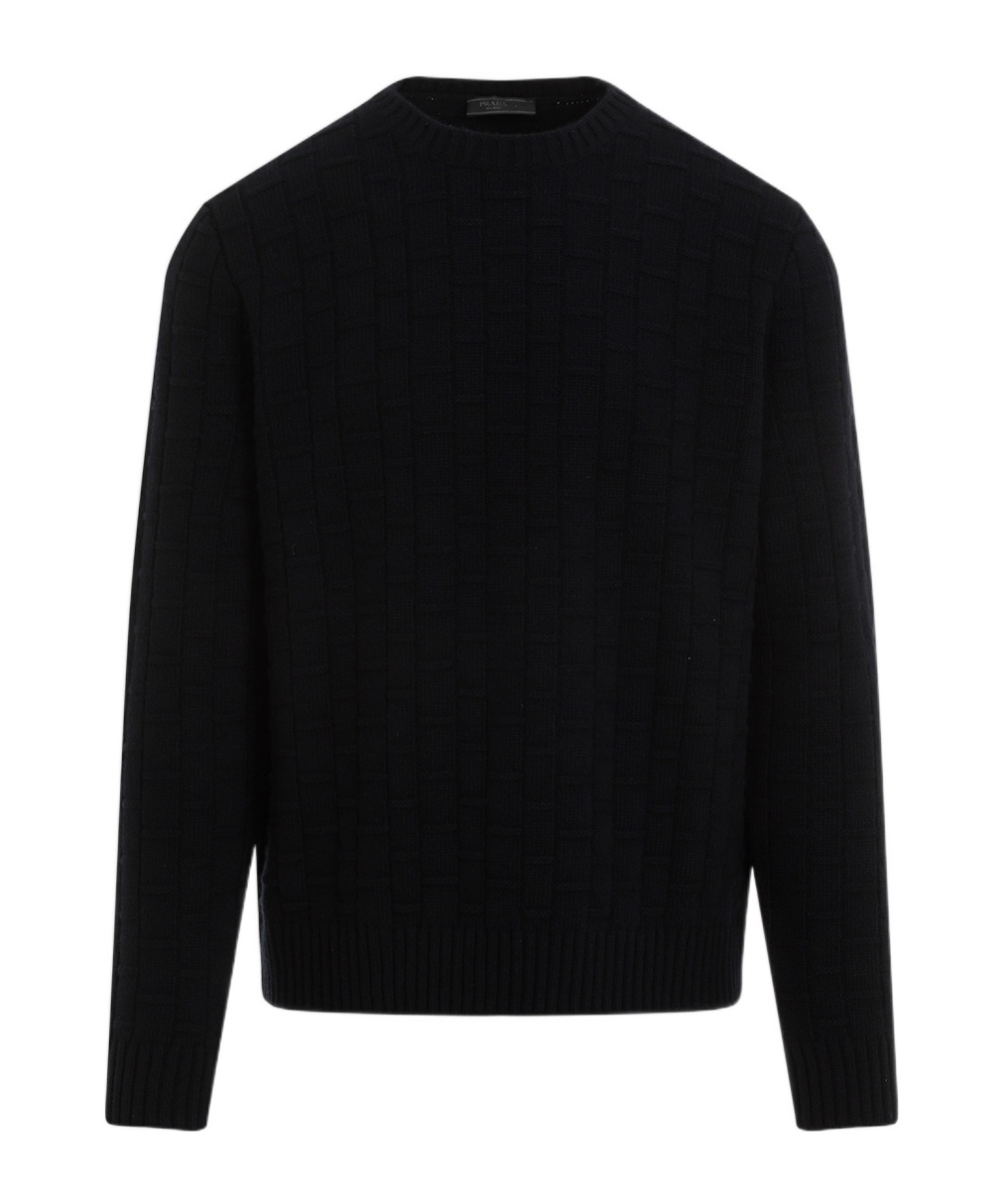 Prada Midnight Blue Wool Blend Sweater In Blue