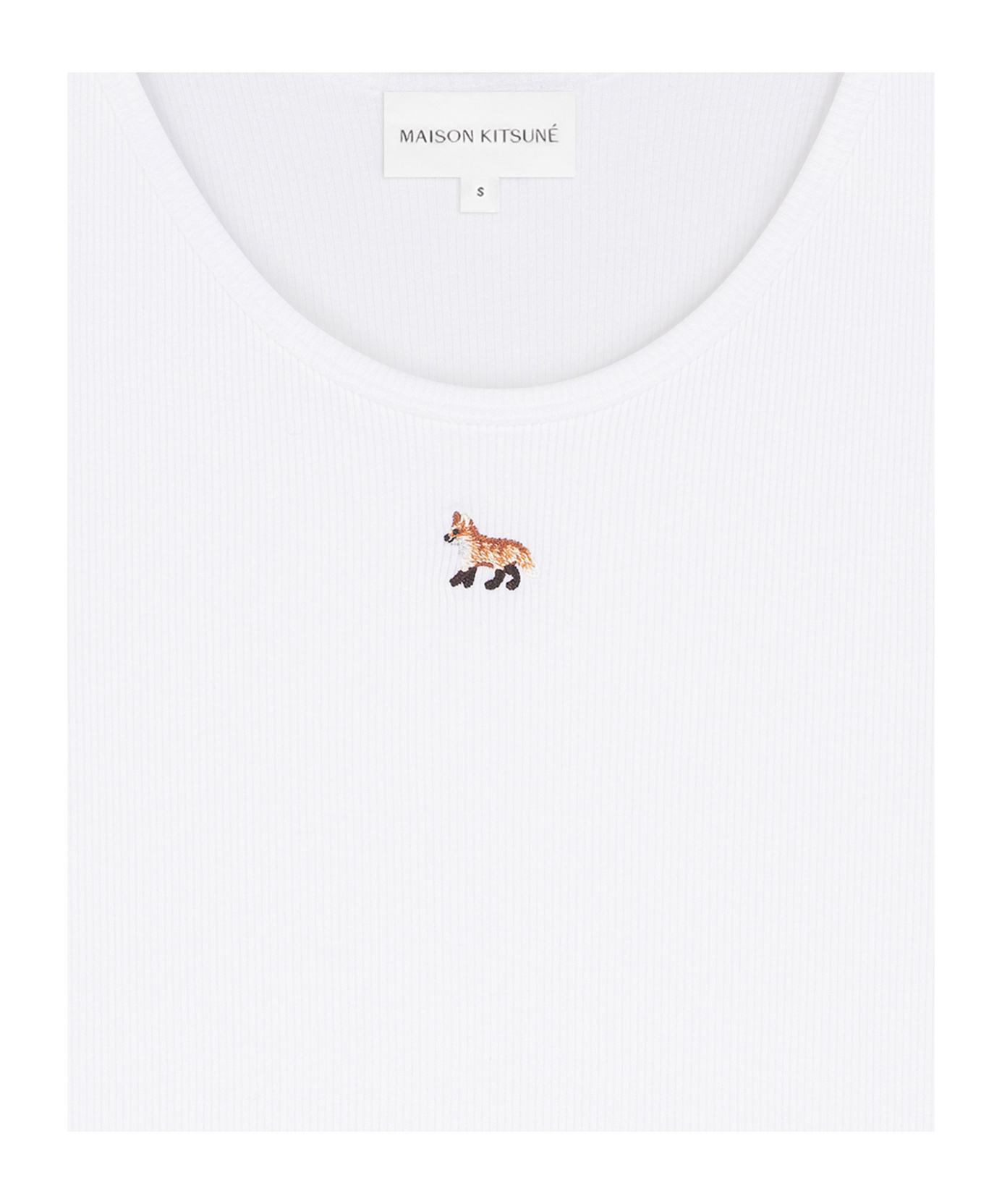 Shop Maison Kitsuné Fox-motif Ribbed Tank Top In White