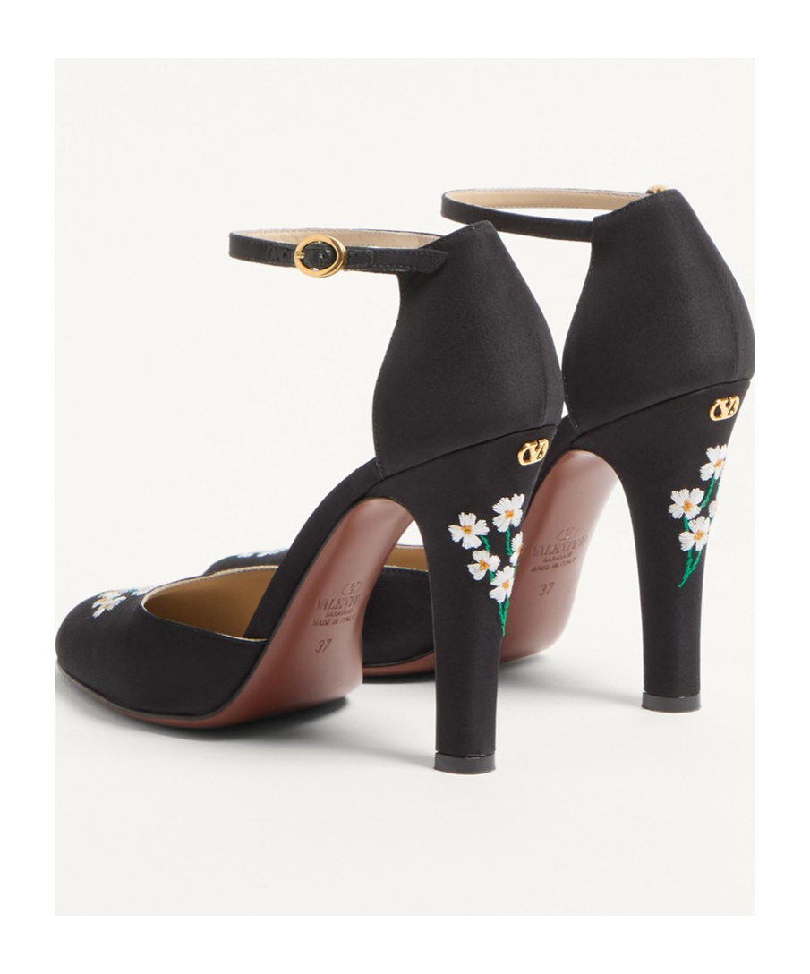 Valentino Garavani Hi Dolly Fabric Pumps With 105 Mm Floral Embroidery Woman Black 41 In Black