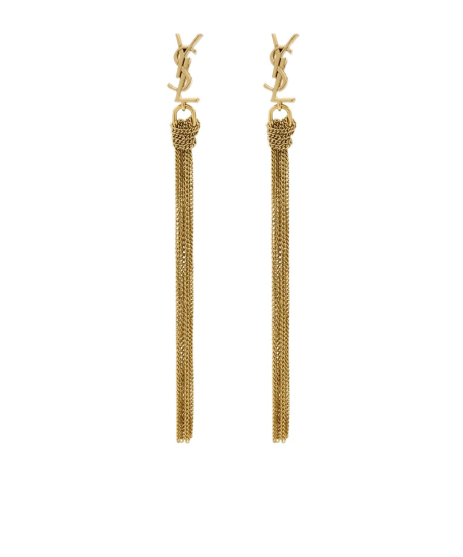 Saint Laurent Cassandre Tassel Pendant Earrings In Green