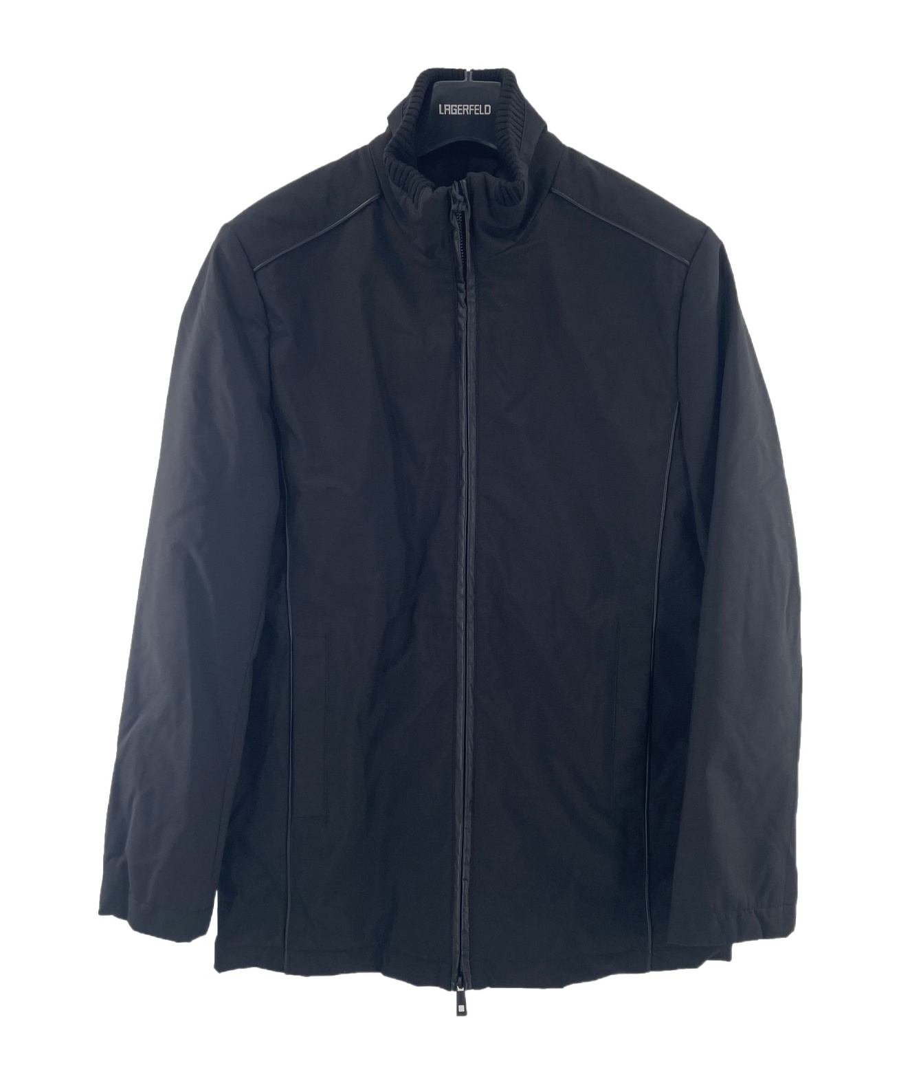 Karl Lagerfeld Zipper Long-sleeved Casual Jacket In Black