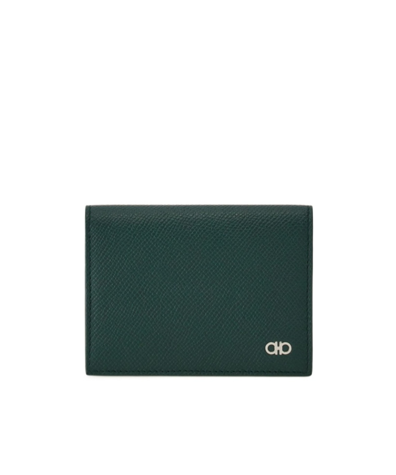 Ferragamo Gancini Business Card Case In Green