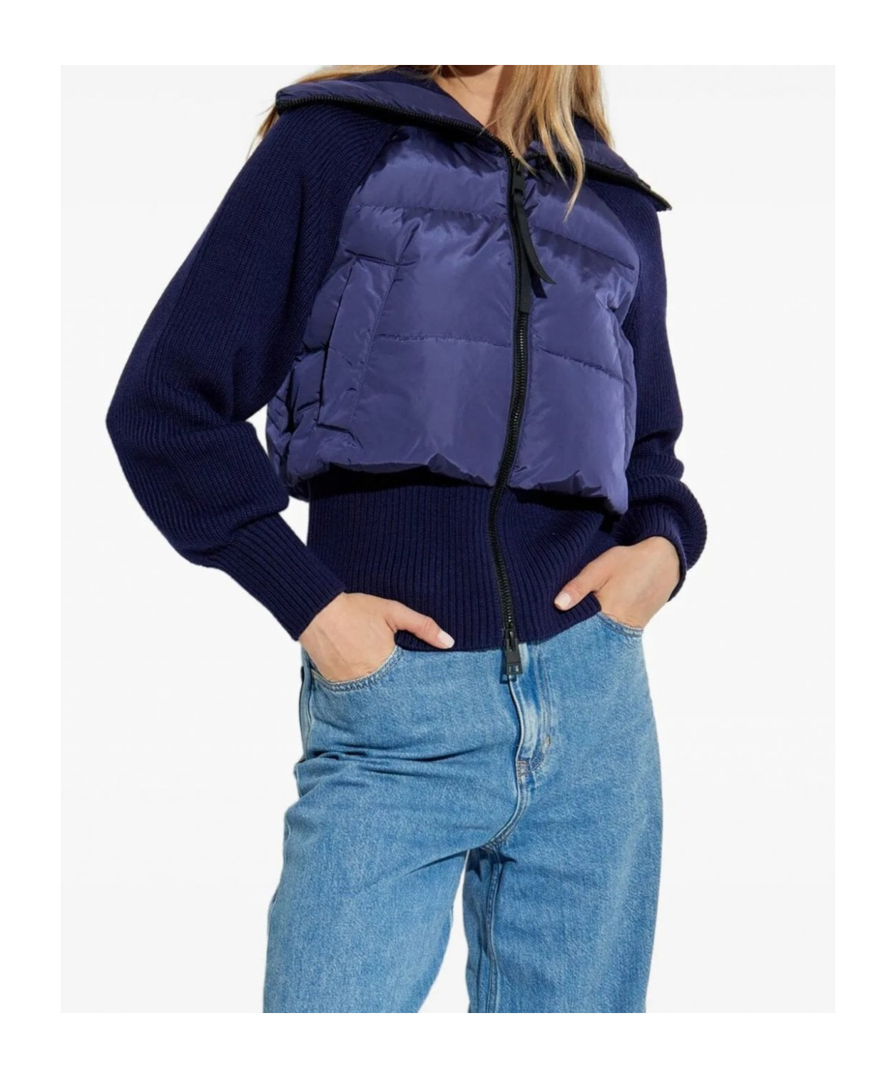 Canada Goose Astoria Quilted Wool-knit Jacket In Blue