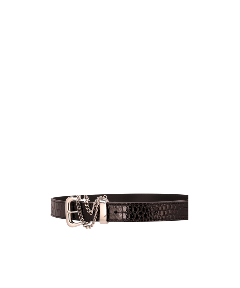 Alessandra Rich Crocodile-effect Chain-detail Belt In Black